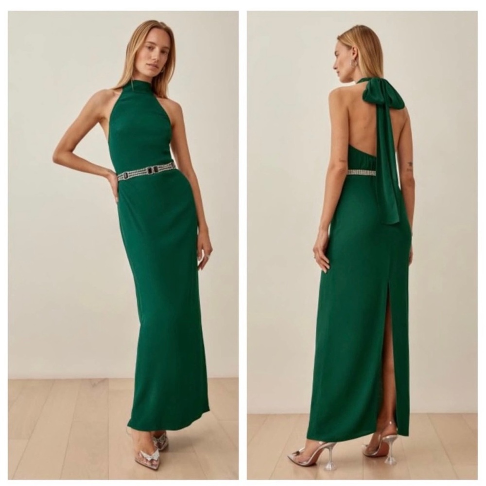 Reformation Filippa Green Halter Dress